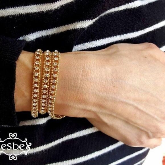 Sara Blaine/eSBe Gold Crystal Necklace/Bracelet - Picture 1 of 2